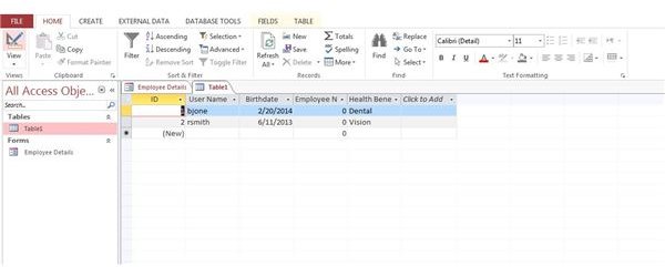 Figure 7 Table Validation