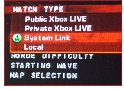 Gears of War 2 Select Match Type System Link