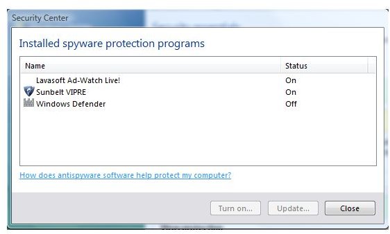 Windows Security Center and Ad-Watch
