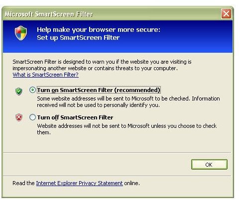 Fig 4 - Setting up Smart Screen Filter