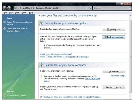 Windows Vista Restore Restart - Free Vista Backup Software