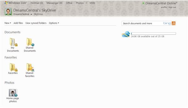 Fig 2 - SkyDrive Help - The Default Folders in SkyDrive