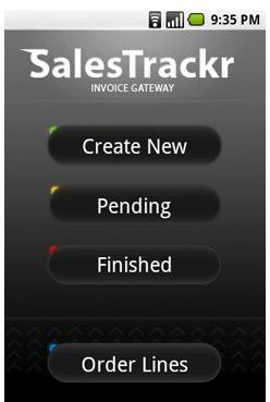 SalesTrackr Main Screen
