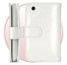 Wallet Style Magnetic Flip Textured Crocodile Leather Case White 