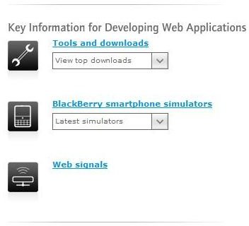 Blackberry Web Development Tools