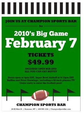 Must Have Menus - The big Game Flyer