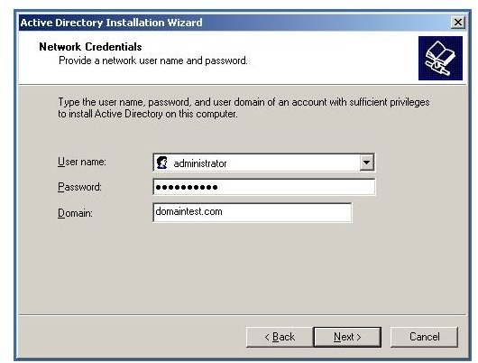 Figure 2 - Domain Credentials