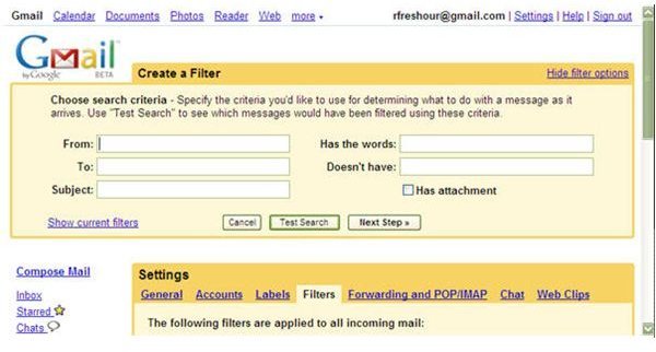 Gmail Filters Create 2