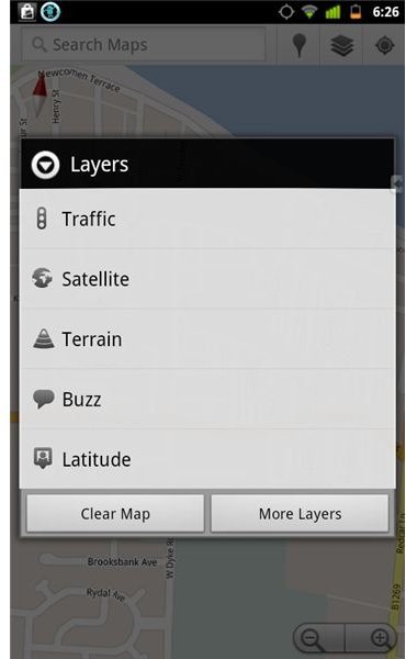 Layer options in Google Maps 5.5