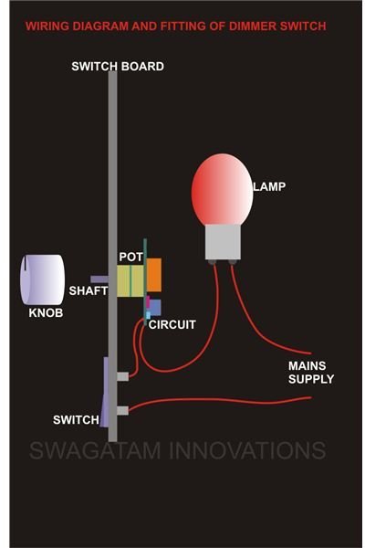 Dimmer Switch For Incandescent Lamp, Fitting and Wircuit Diagram, Image