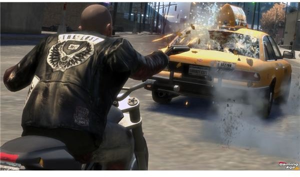 Taking out a cabbie – on a motorbike. Thankfully, it’s easier to pull off than in the main GTA IV storyline.