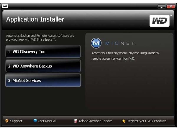 WD Application Installer MioNet Services