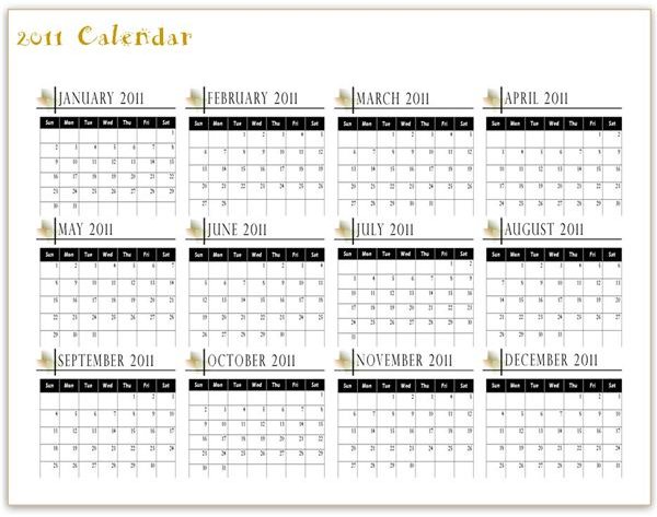 Landscape Orientation Calendar Template