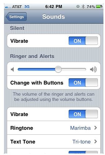 iPhone Sounds Menu