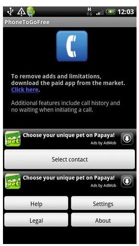 PhoneToGo Skype for Android Client