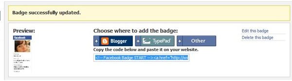 Identifying the HTML code for Facebook Badges