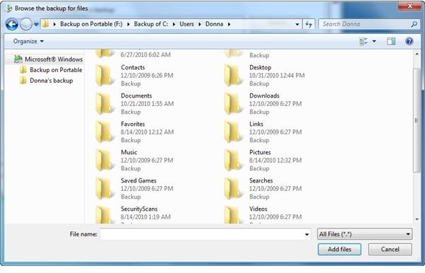 Browsing Vista Backup Files that Windows 7 will restore in Windows 7 OS