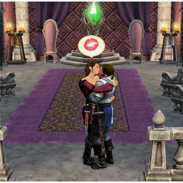 The Sims Medieval kissing in the castle