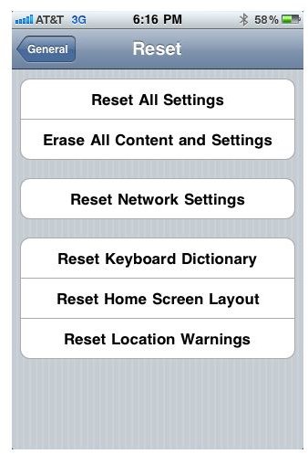 Reset Network Settings