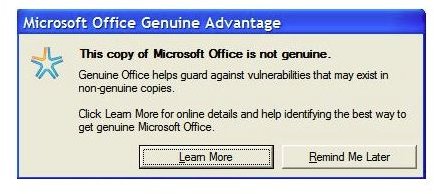 Genuine Microsoft Software Office Not Gunuine Message