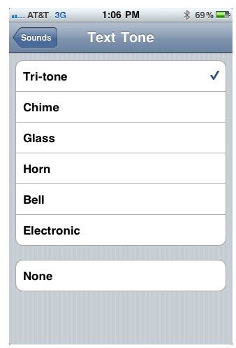 Text Tone Options screenshot