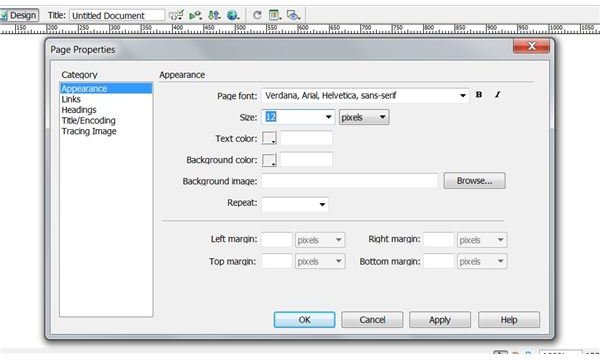 The Appearance Panel - where you will change font size, face, and color.