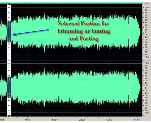 Expstudio Audio Editor Selected Portion For Trimming