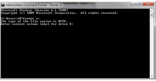 how to format my hard drive using command prompt