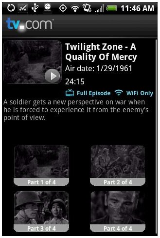 TV.com on an HTC Hero