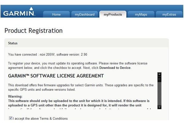 Garmin Nuvi 205W Registration