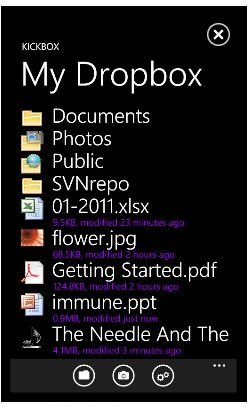 KickBox - Dropbox app for Windows Phone 7