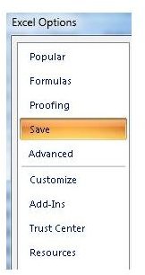 Excel Options Button