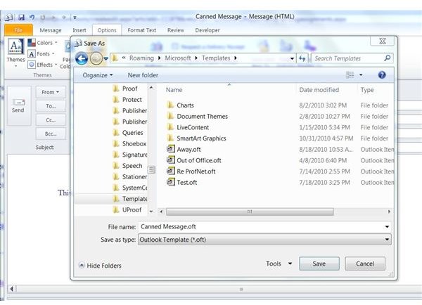 Message Template in Outlook 2010
