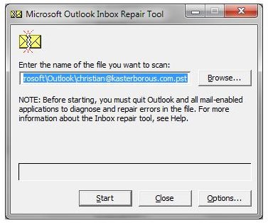 Resolving the error with the Inbox Repair Tool