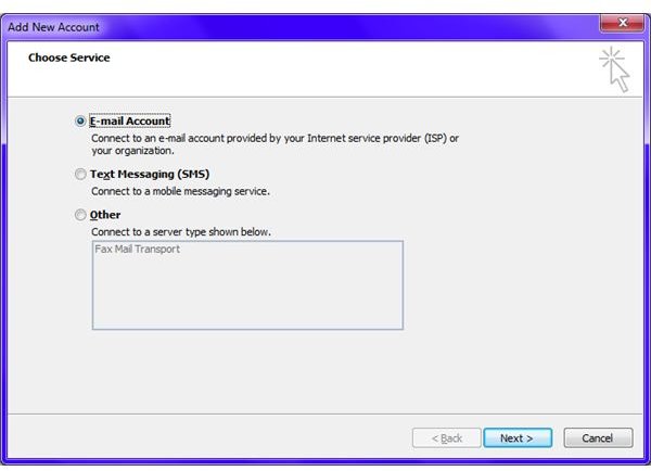 Fig 2 - Microsoft Outlook for Email Tutorial - Email Wizard Step 1