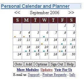 Google gadget for a internet calendar