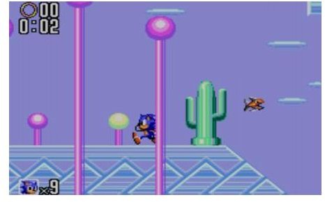 He may not run as fast as he does on the Genesis, but Sonic on the Master System is still a speedy hedgehog.
