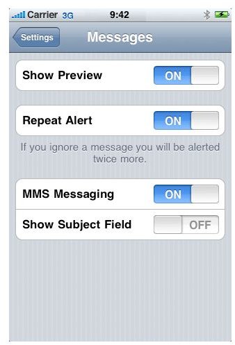 iphone os 30 settings messages