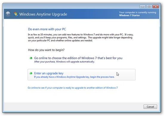 can you upgrade windows 7 starter to 10