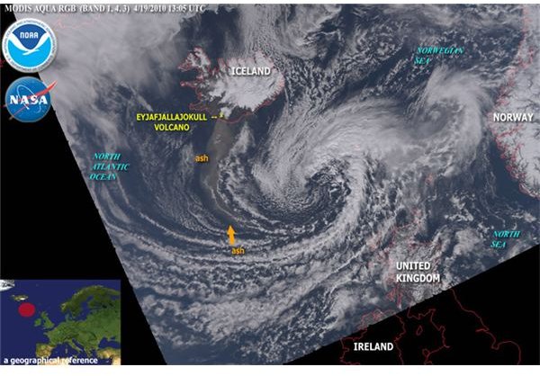 NASA Aqua satellite view of ash April 19 2010