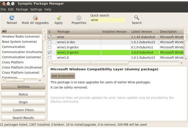 ubuntu package manager WINE