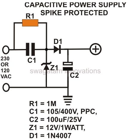 Transformerless Power Supply, Spike Protected Circuit Design, Image