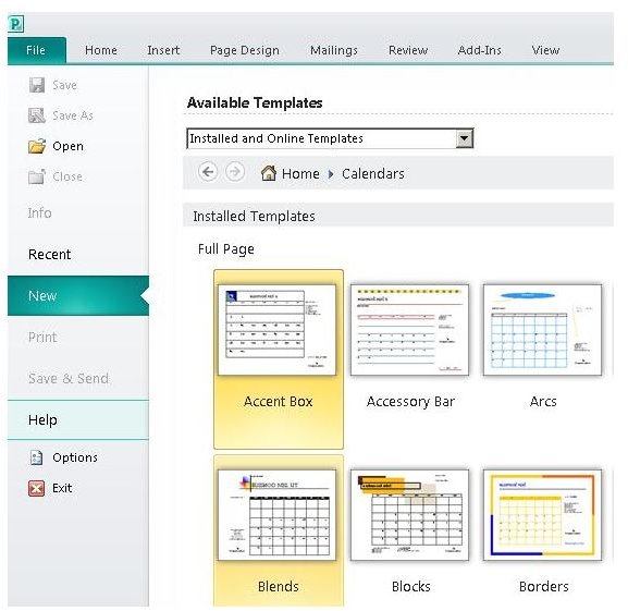 Microsoft Publisher Daily Calendars