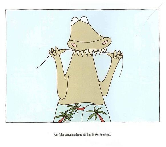 Floss - Image Credit: ohannes Jensen og tanntråd (Johannes Jensen and dental floss) Illustration by Torill Kove from children&rsquo;s book by norwegian author Henrik Hovland