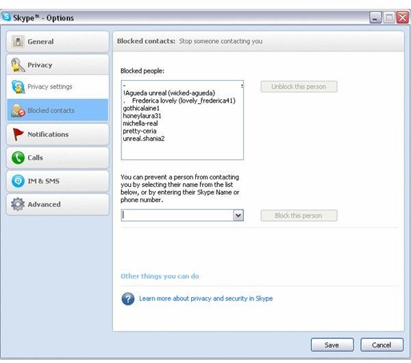 Skype Blocked Users
