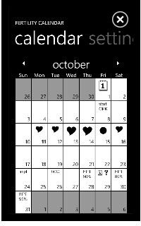 Windows Phone 7 fertility calendar apps 