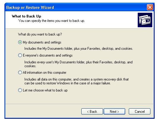 Set up Backup with Windows XP Pro - Free Pro Tools for Windows XP