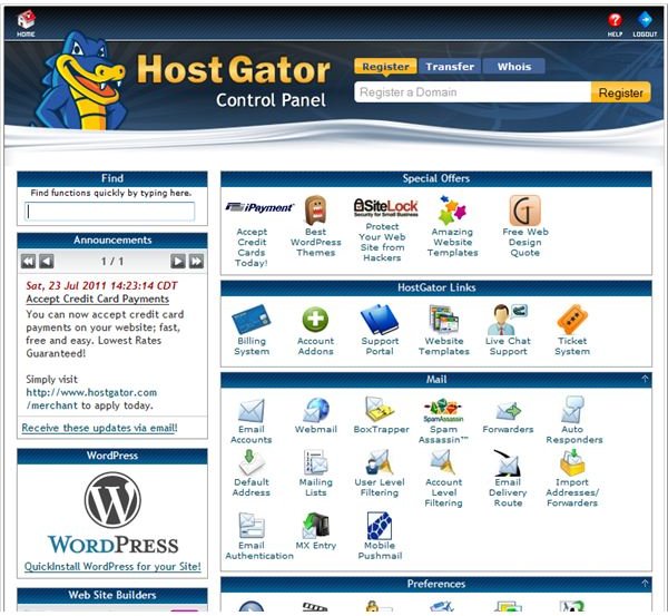 Hosts should offer a user interface or control panel to access your server