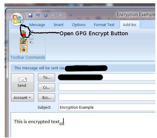 Location of OpenGPG Encrypt Button in Outlook 2007 Ribbon