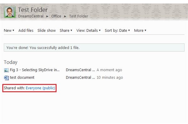 Fig 5 - SkyDrive Help - Changing Folder Permissions